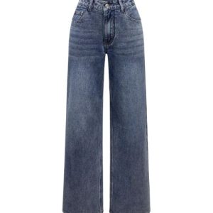 Wide leg denim jeans with stylish star design